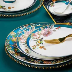 62头金边莺啼花开骨瓷餐具 · 4