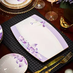 70头描金紫莺花语骨瓷餐具 · 6