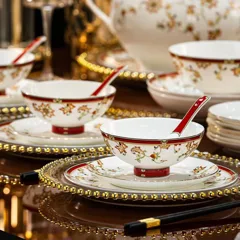 72头描金红锦绣花园骨瓷餐具 · 3
