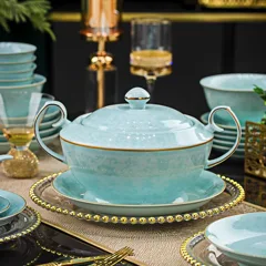 58头描金青瓷王者风范餐具 · 2
