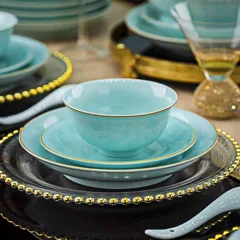 58头描金青瓷王者风范餐具 · 4