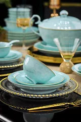 58头描金青瓷王者风范餐具 · 7
