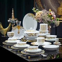 56头白瓷山河图餐具 · 1
