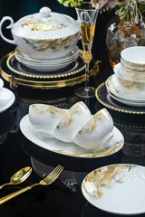 56头白瓷山河图餐具 · 6
