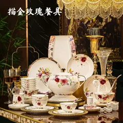 70头描金玫瑰骨瓷餐具 · 1