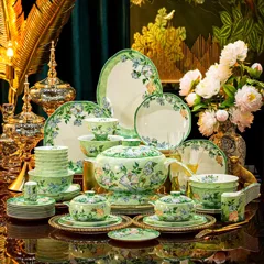 72头白玫瑰镶金骨瓷餐具 · 2