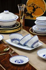58头青花岁寒三友白瓷餐具 · 7