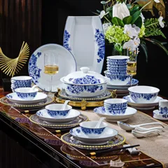 56头青花瓷人间富贵餐具 · 1