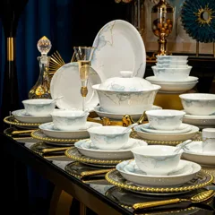 60头白玉瓷篮理纹餐具 · 5